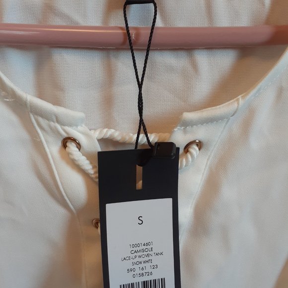 White Lace-Up Peplum Tank - Picture 2 of 2